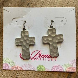Premier Designs chunky cross earrings, silver